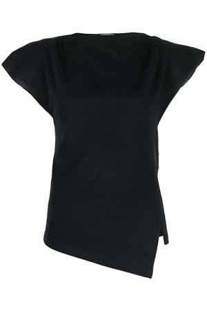 Sebani asymmetrical black cotton T-shirt ISABEL MARANT | TS0097FAA1N41I01BK